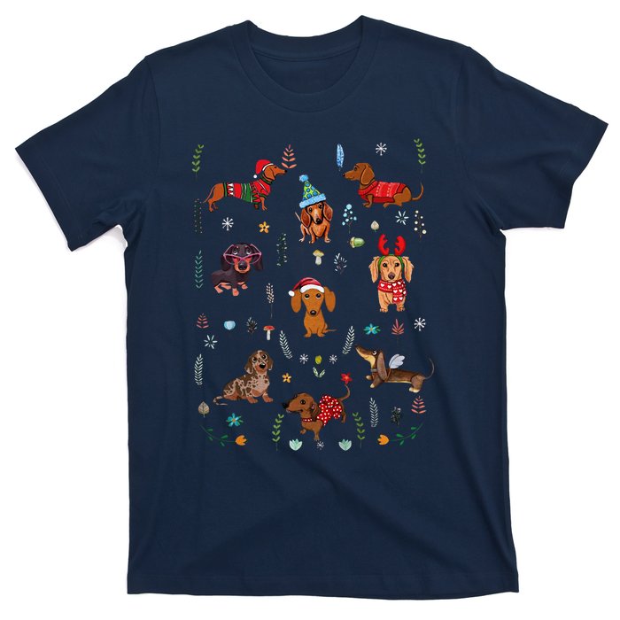 Doxie Fabrics Dachshunds Dog Christmas T-Shirt