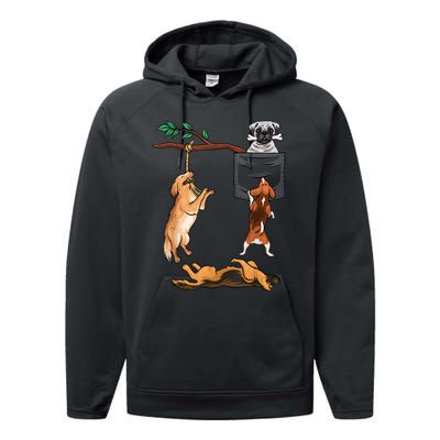 Dog , Funny Dog Tee, Dogs In Pocket , Dog Lover Performance Fleece Hoodie