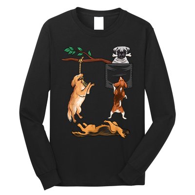 Dog , Funny Dog Tee, Dogs In Pocket , Dog Lover Long Sleeve Shirt