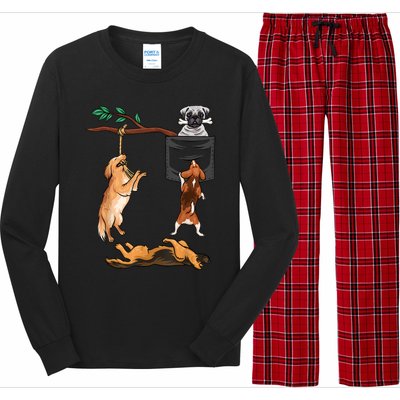 Dog , Funny Dog Tee, Dogs In Pocket , Dog Lover Long Sleeve Pajama Set