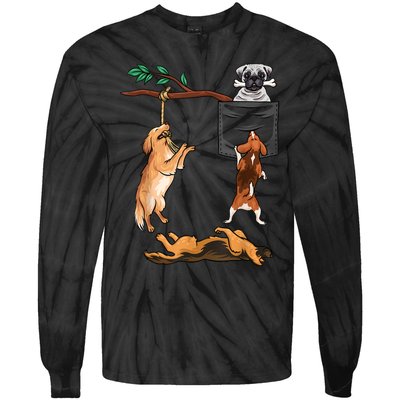 Dog , Funny Dog Tee, Dogs In Pocket , Dog Lover Tie-Dye Long Sleeve Shirt