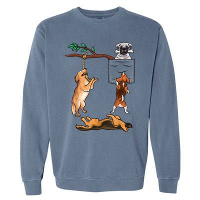 Dog , Funny Dog Tee, Dogs In Pocket , Dog Lover Garment-Dyed Sweatshirt