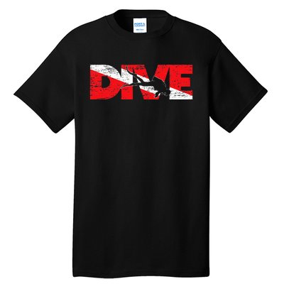 Dive Flag Diver Down Aquaholic Scuba Diving Ocean Life Tall T-Shirt