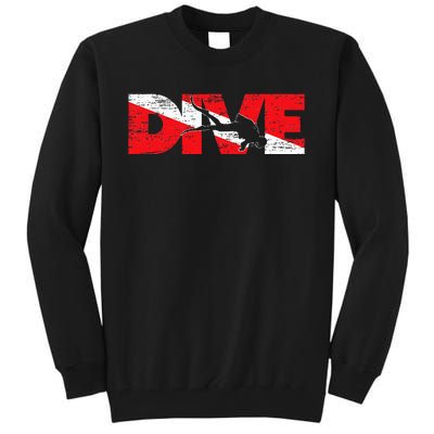 Dive Flag Diver Down Aquaholic Scuba Diving Ocean Life Tall Sweatshirt