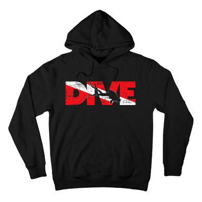 Dive Flag Diver Down Aquaholic Scuba Diving Ocean Life Tall Hoodie