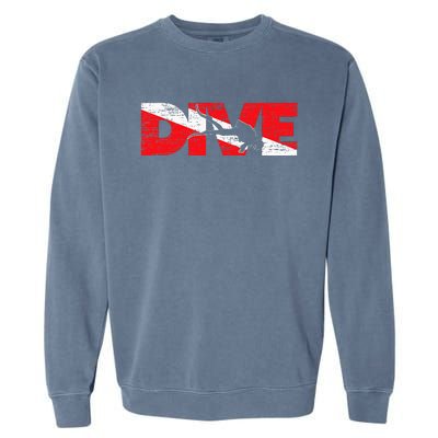 Dive Flag Diver Down Aquaholic Scuba Diving Ocean Life Garment-Dyed Sweatshirt