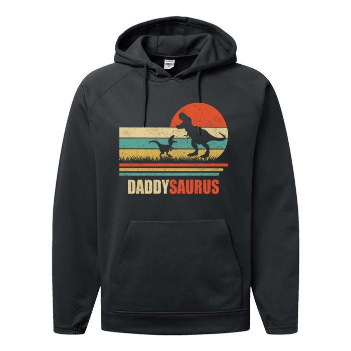 Daddysaurus Fathers Day Gifts T Rex Daddy Saurus Hoodie Performance Fleece Hoodie