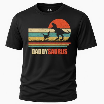 Daddysaurus Fathers Day Gifts T Rex Daddy Saurus Hoodie Cooling Performance Crew T-Shirt