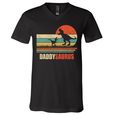 Daddysaurus Fathers Day Gifts T Rex Daddy Saurus Hoodie V-Neck T-Shirt