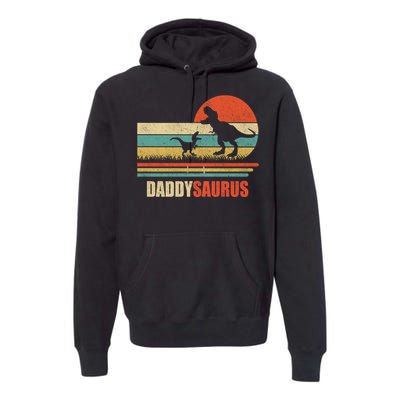 Daddysaurus Fathers Day Gifts T Rex Daddy Saurus Hoodie Premium Hoodie