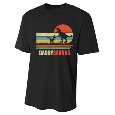 Daddysaurus Fathers Day Gifts T Rex Daddy Saurus Hoodie Performance Sprint T-Shirt