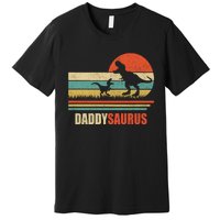 Daddysaurus Fathers Day Gifts T Rex Daddy Saurus Hoodie Premium T-Shirt