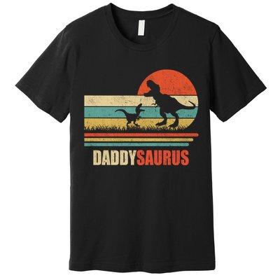 Daddysaurus Fathers Day Gifts T Rex Daddy Saurus Hoodie Premium T-Shirt