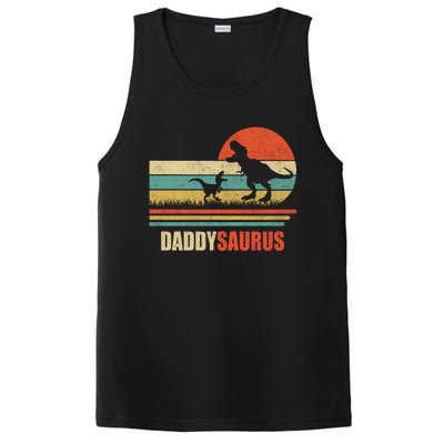 Daddysaurus Fathers Day Gifts T Rex Daddy Saurus Hoodie PosiCharge Competitor Tank