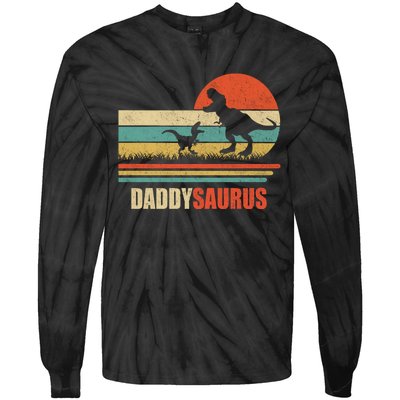 Daddysaurus Fathers Day Gifts T Rex Daddy Saurus Hoodie Tie-Dye Long Sleeve Shirt