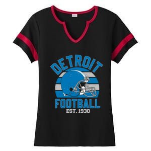 Detroit Football Est 1930 Team Supporter Ladies Halftime Notch Neck Tee