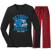 Detroit Football Est 1930 Team Supporter Women's Long Sleeve Flannel Pajama Set 