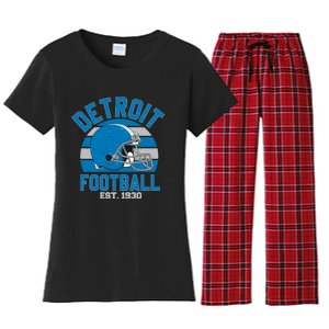 Detroit Football Est 1930 Team Supporter Women's Flannel Pajama Set