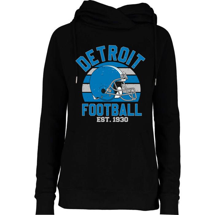 Detroit Football Est 1930 Team Supporter Womens Funnel Neck Pullover Hood