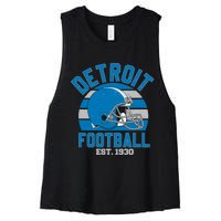 Detroit Football Est 1930 Team Supporter Women's Racerback Cropped Tank