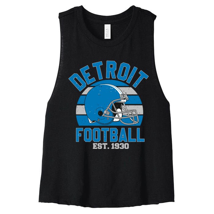 Detroit Football Est 1930 Team Supporter Women's Racerback Cropped Tank