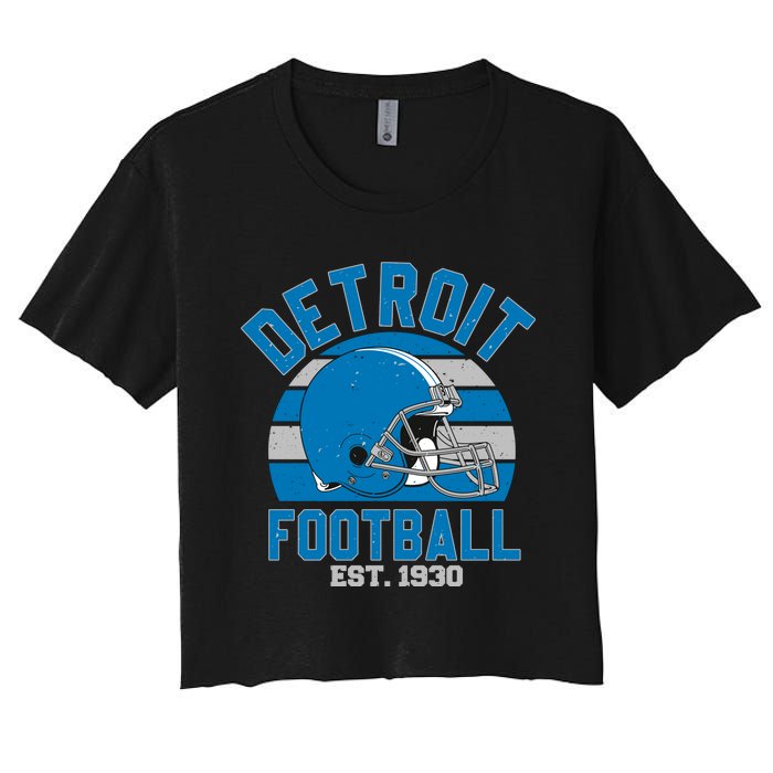 Detroit Football Est 1930 Team Supporter Women's Crop Top Tee