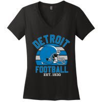 Detroit Football Est 1930 Team Supporter Women's V-Neck T-Shirt