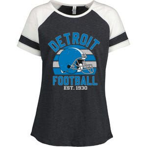 Detroit Football Est 1930 Team Supporter Enza Ladies Jersey Colorblock Tee