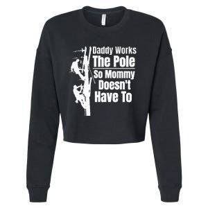 Dads Funny Electrical Lineman Gear Husband & Lineman Wife Cropped Pullover Crew