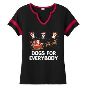 Dogs For Everybody Festive Christmas Santa Xmas Funny Ugly Ladies Halftime Notch Neck Tee