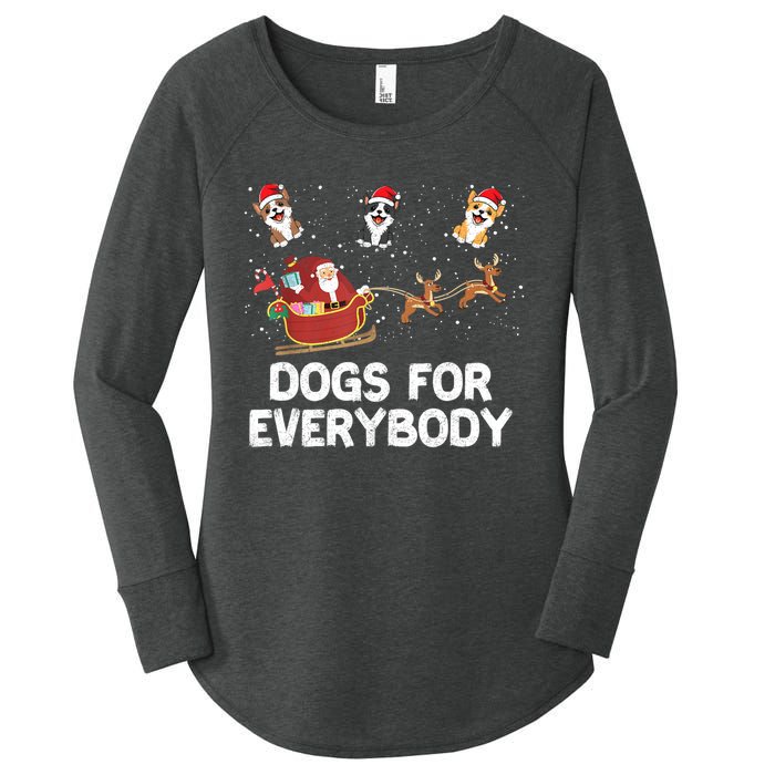 Dogs For Everybody Festive Christmas Santa Xmas Funny Ugly Women's Perfect Tri Tunic Long Sleeve Shirt