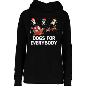 Dogs For Everybody Festive Christmas Santa Xmas Funny Ugly Womens Funnel Neck Pullover Hood