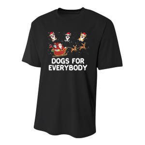 Dogs For Everybody Festive Christmas Santa Xmas Funny Ugly Youth Performance Sprint T-Shirt