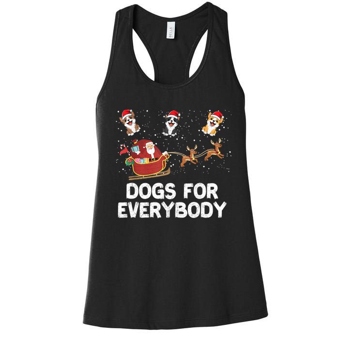 Dogs For Everybody Festive Christmas Santa Xmas Funny Ugly Women's Racerback Tank