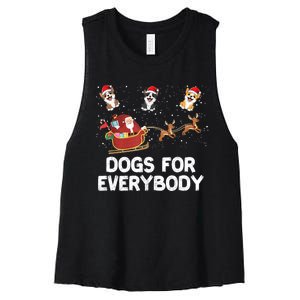 Dogs For Everybody Festive Christmas Santa Xmas Funny Ugly Women's Racerback Cropped Tank