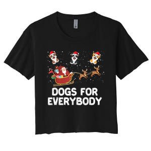 Dogs For Everybody Festive Christmas Santa Xmas Funny Ugly Women's Crop Top Tee