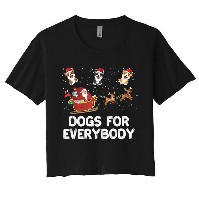 Dogs For Everybody Festive Christmas Santa Xmas Funny Ugly Women's Crop Top Tee