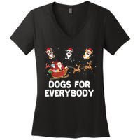 Dogs For Everybody Festive Christmas Santa Xmas Funny Ugly Women's V-Neck T-Shirt