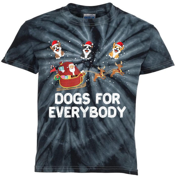 Dogs For Everybody Festive Christmas Santa Xmas Funny Ugly Kids Tie-Dye T-Shirt