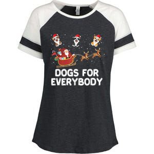 Dogs For Everybody Festive Christmas Santa Xmas Funny Ugly Enza Ladies Jersey Colorblock Tee