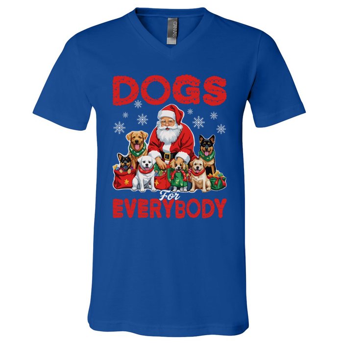 Dog For Everybody Santa Christmas Xmas Funny Dog Lovers Great Gift V-Neck T-Shirt