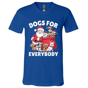 Dogs For Everybody Dog Lover Santa Claus Christmas Xmas Great Gift V-Neck T-Shirt