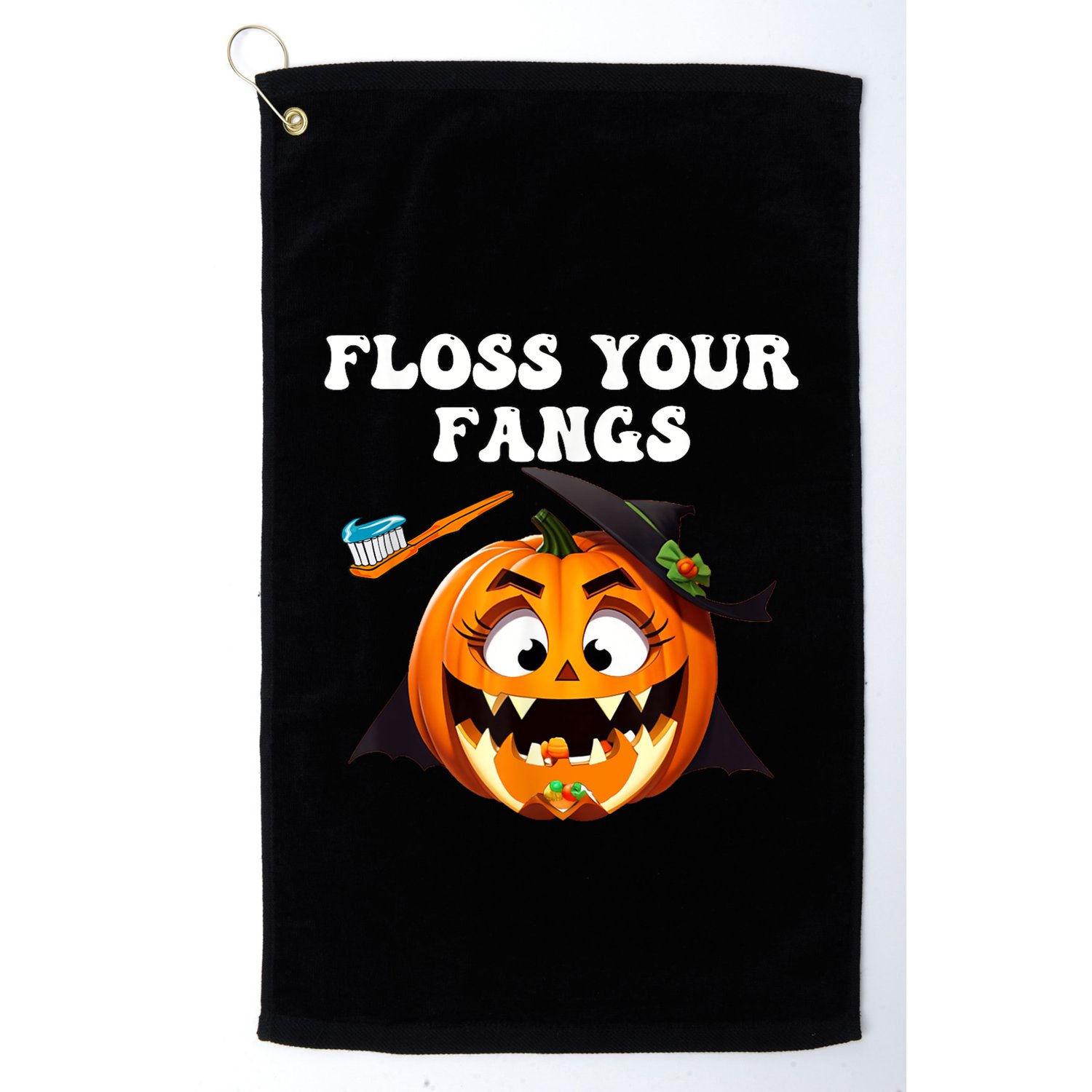 Dental Funny Floss Your Fangs Dentist Halloween Golf Towel