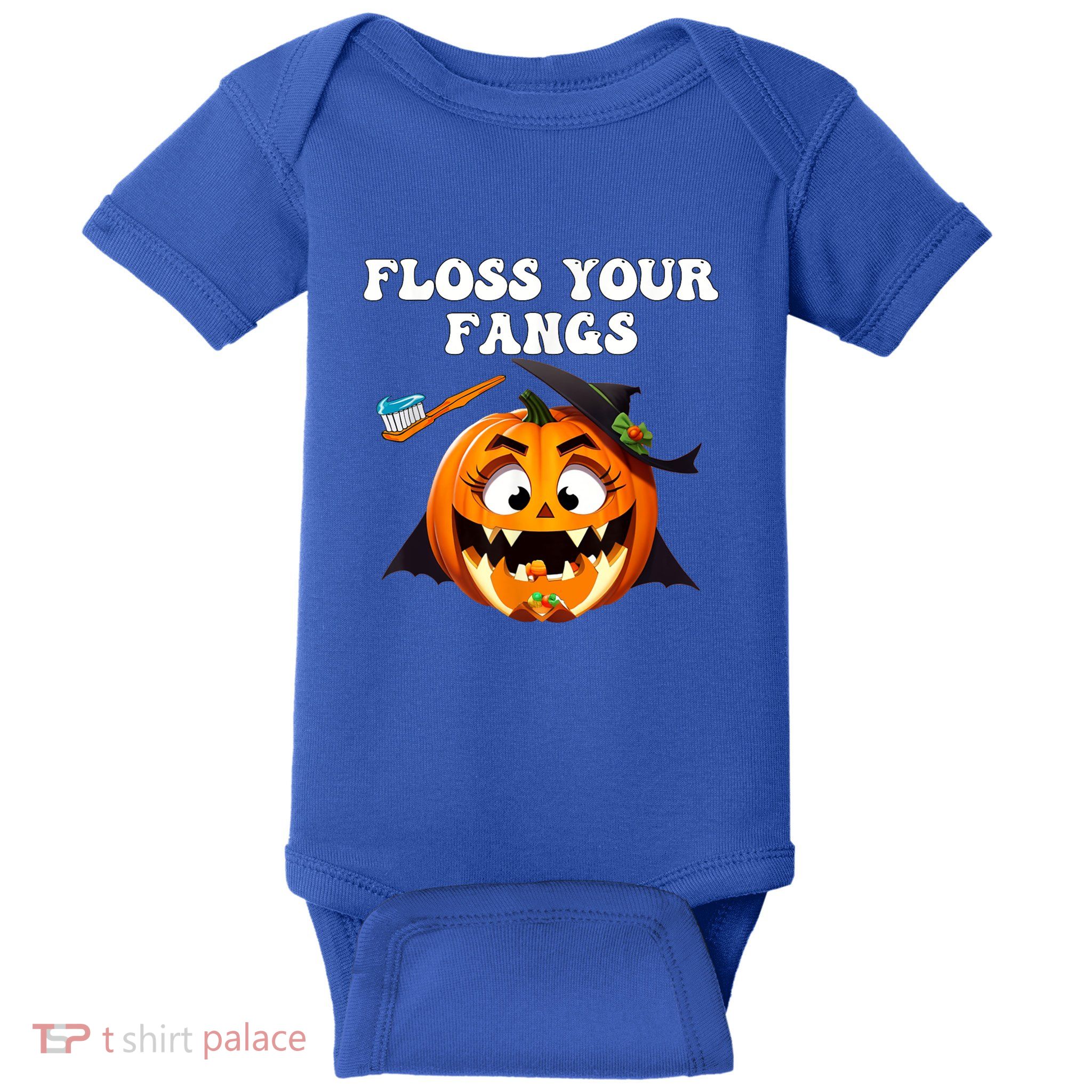 Dental Funny Floss Your Fangs Dentist Halloween Baby Bodysuit
