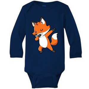 Dabbing Fox For Fox Lover Baby Long Sleeve Bodysuit