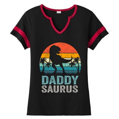 Daddysaurus Funny FatherS Day T Rex Daddy Saurus Ladies Halftime Notch Neck Tee