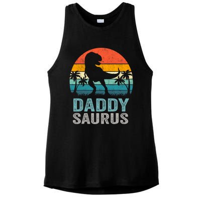 Daddysaurus Funny FatherS Day T Rex Daddy Saurus Ladies PosiCharge Tri-Blend Wicking Tank