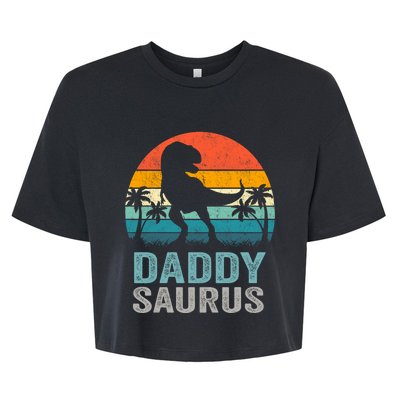 Daddysaurus Funny FatherS Day T Rex Daddy Saurus Bella+Canvas Jersey Crop Tee