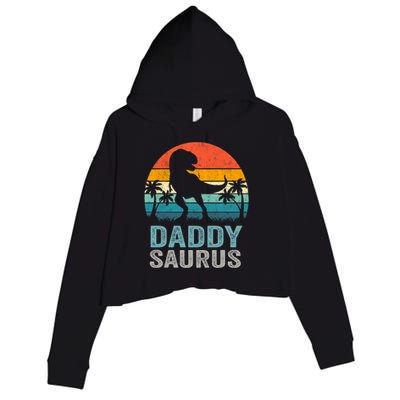 Daddysaurus Funny FatherS Day T Rex Daddy Saurus Crop Fleece Hoodie