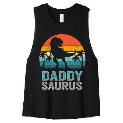 Daddysaurus Funny FatherS Day T Rex Daddy Saurus Women's Racerback Cropped Tank